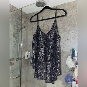 Zara high low strappy metallic top